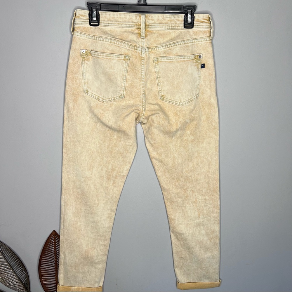 PILCRO ANTHROPOLOGIE Women's The Slim‎ Boyfriend Jeans Yellow Acid Wash E4 - Picture 8 of 9